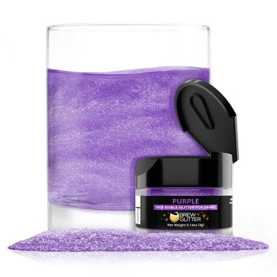 Brew Glitter Edible Glitter for Drinks, Cocktails, Beer, Garnish & Beverages (Purple, 4 Grams)