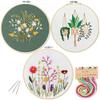 COPYLOVE 3Pcs Full Range of Stamped Embroidery Kit, Embroidery Starter Kit with Color Pattern and Instructions, Cross Stitch Kit-Bamboo Embroidery Hoop, Color Threads and Tools Kit view 1