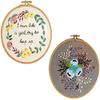 COPYLOVE 2Pcs Embroidery Starter Kit, Embroidery Kit Cross Stitch Kit Including Stamped Embroidery Cloth with Floral Pattern, Plastic Embroidery Hoop, Color Threads and Tools Kit view 1