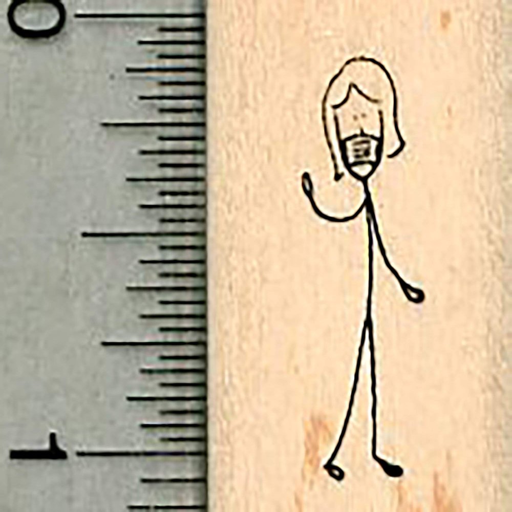 Tiny Mom Rubber Stamp, Masked Stick Figure Family