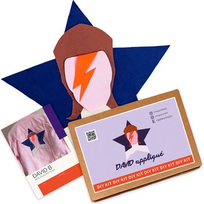 David B appliqu - Sewing KIT. Box with All Materials to Make appliqu. David B Appliqu kit. Fabric appliqu. Sewing DIY kit appliqu. Sewing Box. Craft kit for Adult. DIY Patch.