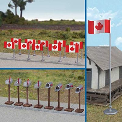 Walthers SceneMaster HO Scale Scenery Set Canadian Flags 1965+ and Mailboxes