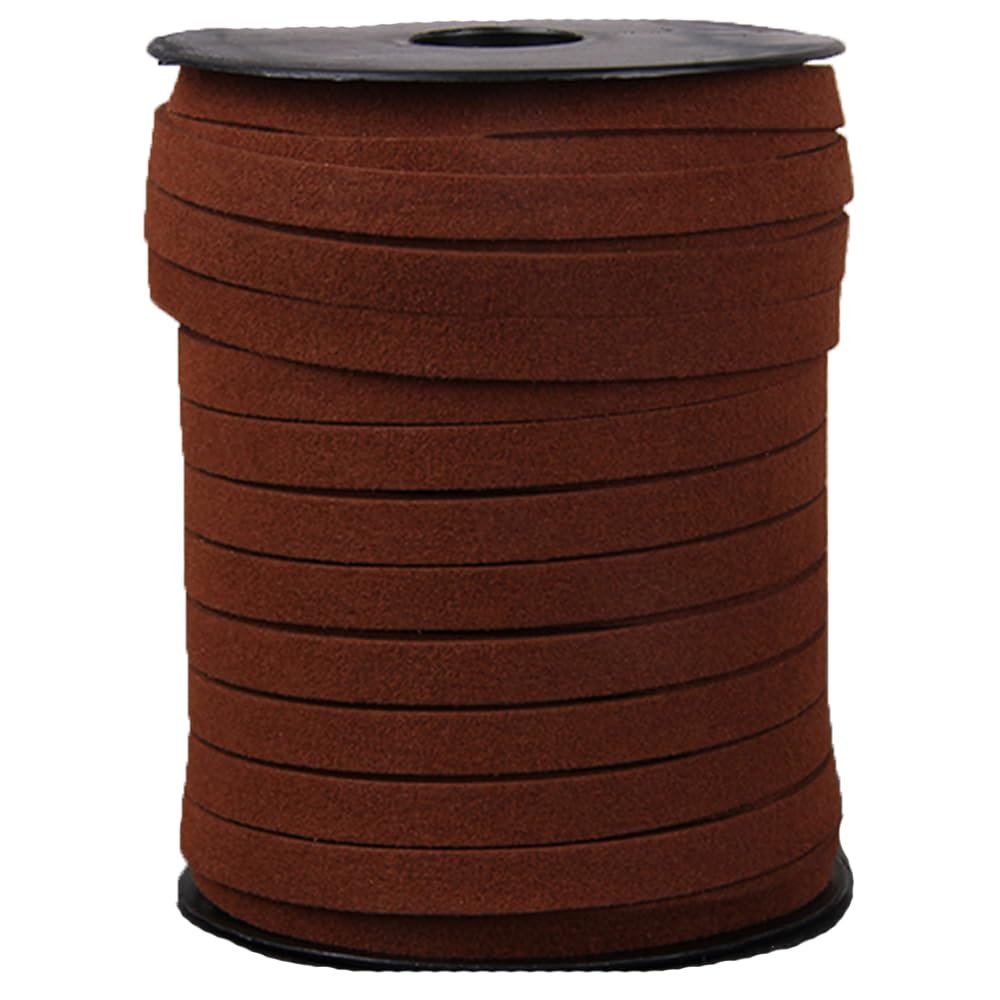 49 Yards Suede Cord Light Coffee Lace Faux Leather Cord with Roll Spool Craft Thread for Bracelet Necklace Beading Suede Beading Cords 8mm Width