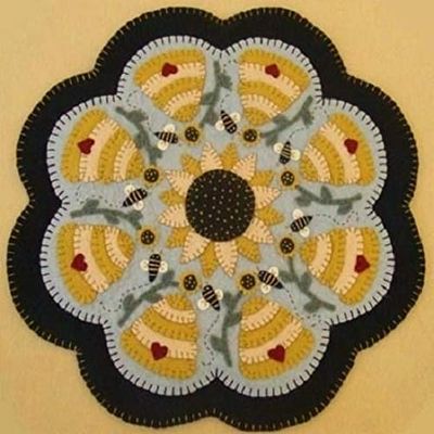 Sweet as Honey Penny Rug Kit Pre Cut Wool Felt Applique Kit Spring Bee Pattern