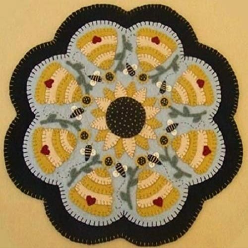 Sweet as Honey Penny Rug Kit Pre Cut Wool Felt Applique Kit Spring Bee Pattern