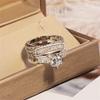 925 Sterling Silver Shiny Diamond Gemstone Ring 2PCS Fashion Cubic Zirconia Rings CZ Diamond Multi Row Ring Eternity Engagement Wedding Band Ring for Women (US Code 10) view 1