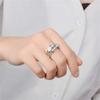 925 Sterling Silver Shiny Diamond Gemstone Ring 2PCS Fashion Cubic Zirconia Rings CZ Diamond Multi Row Ring Eternity Engagement Wedding Band Ring for Women (US Code 10) view 2
