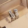 925 Sterling Silver Shiny Diamond Gemstone Ring 2PCS Fashion Cubic Zirconia Rings CZ Diamond Multi Row Ring Eternity Engagement Wedding Band Ring for Women (US Code 10) view 3