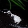 Natural Hetian Jade White Jade Water Drop Pendant Women's Silver Inlaid Jade Water Drop Jade Pendant Jade Necklace view 2