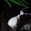 Natural Hetian Jade White Jade Water Drop Pendant Women's Silver Inlaid Jade Water Drop Jade Pendant Jade Necklace view 3
