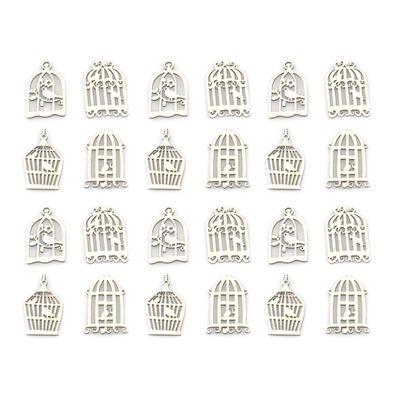 EXCEART 100pcs Hollow Bird Cage Wooden Ornaments for Scrapbooking Craft Decorations Easy to Paint Personalize for Home Decor