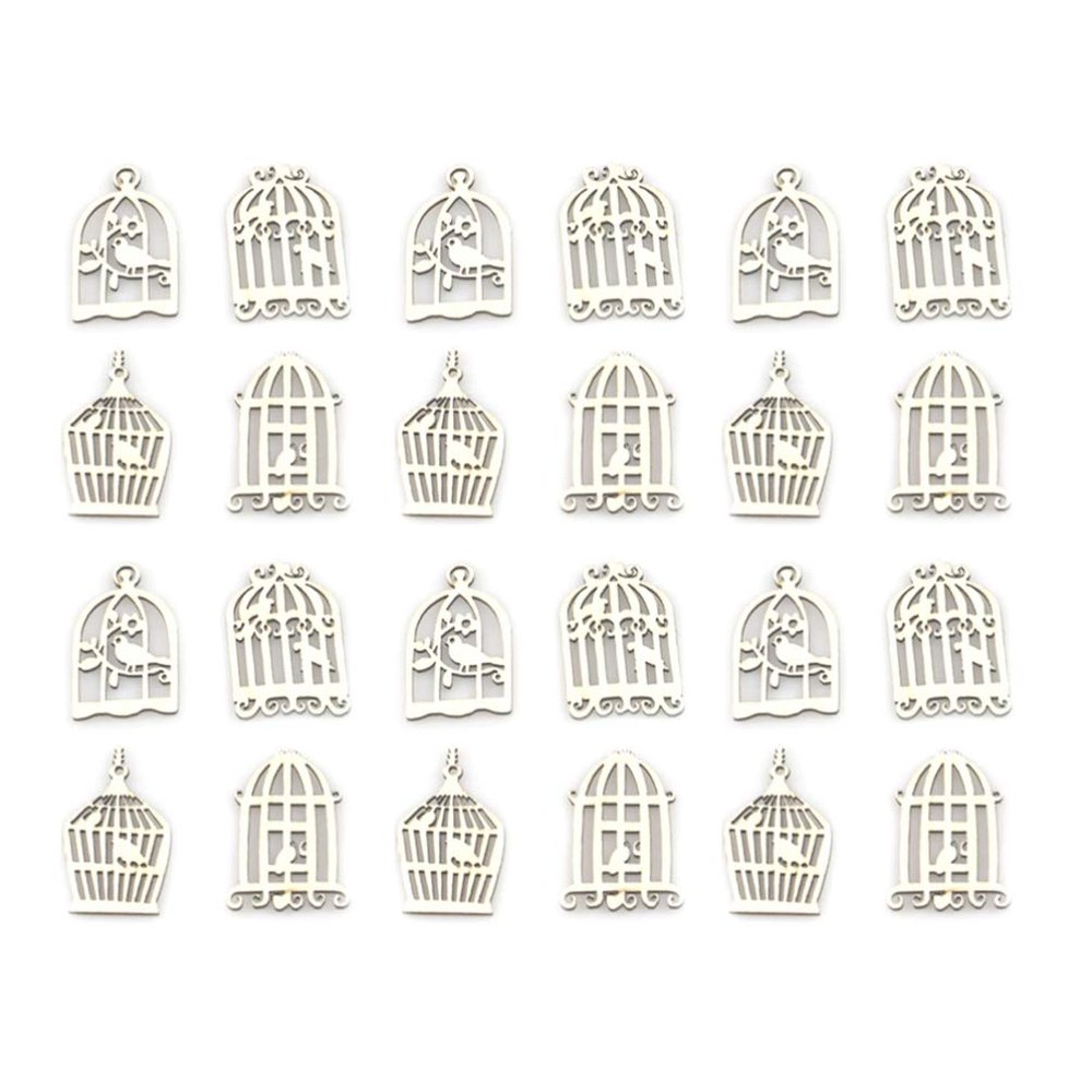 EXCEART 100pcs Hollow Bird Cage Wooden Ornaments for Scrapbooking Craft Decorations Easy to Paint Personalize for Home Decor