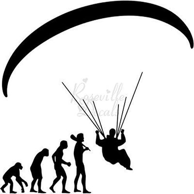 Roseville Decals Evolution Ape to Parachuting Paragliding Vinyl Decal Sticker for Home Office Decor Vehicle Window Sign Size- [8 inch] / [20 cm] Wide Color- Matte Black