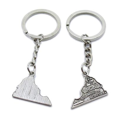 1 Pieces Keyring Keychain Wholesale Suppliers Jewelry Clasps US6C4B Virginia Map