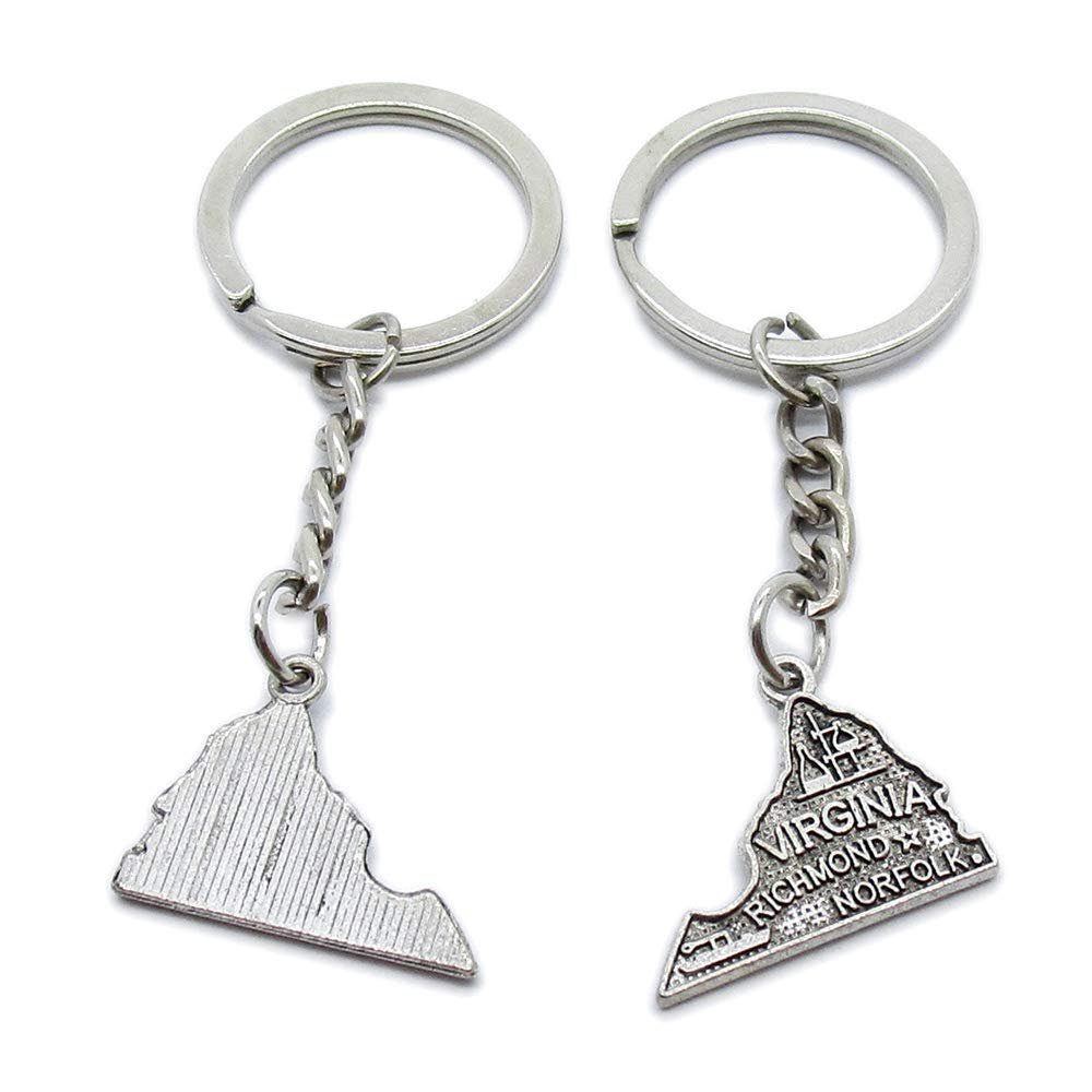 1 Pieces Keyring Keychain Wholesale Suppliers Jewelry Clasps US6C4B Virginia Map