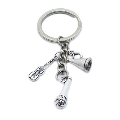 10 Pieces Keychain Keyring Jewellery Clasps Charms Suppliers OY1J4W Microphone Violin Speaker Trumpet Loudspeaker Horn