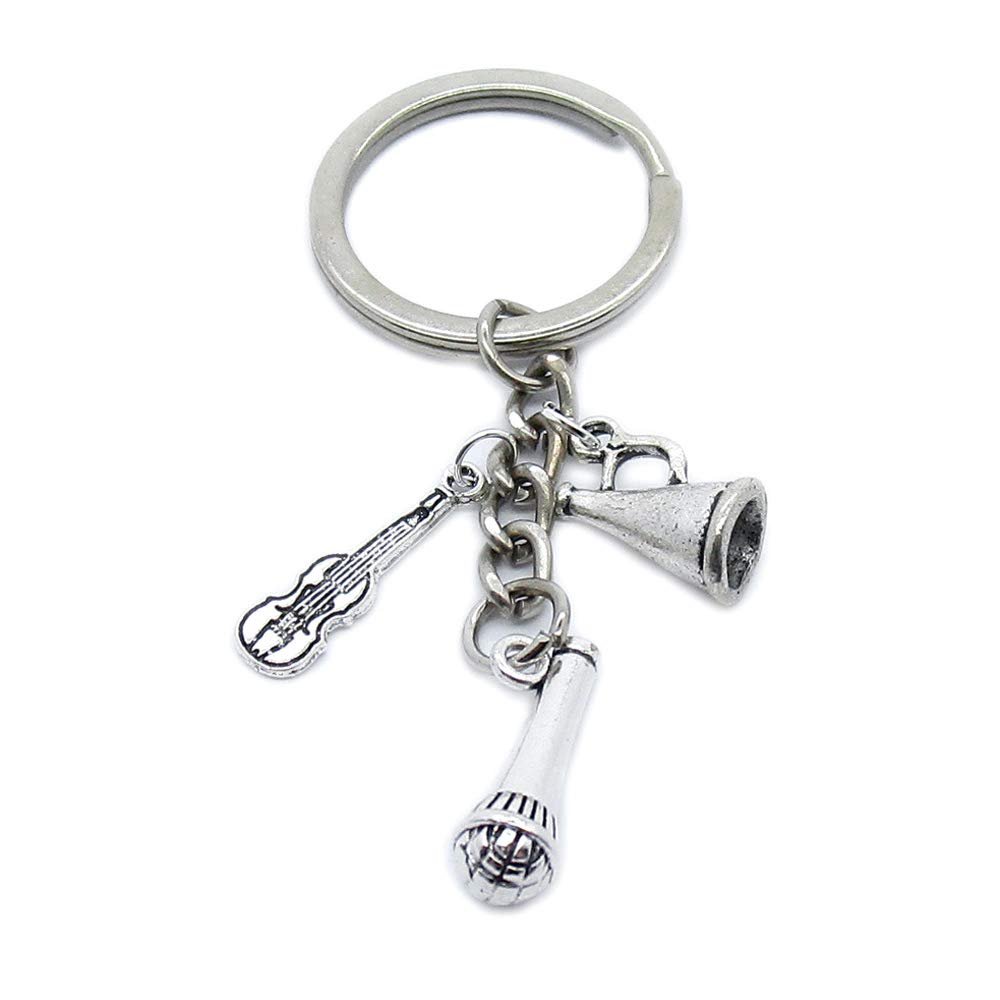 10 Pieces Keychain Keyring Jewellery Clasps Charms Suppliers OY1J4W Microphone Violin Speaker Trumpet Loudspeaker Horn
