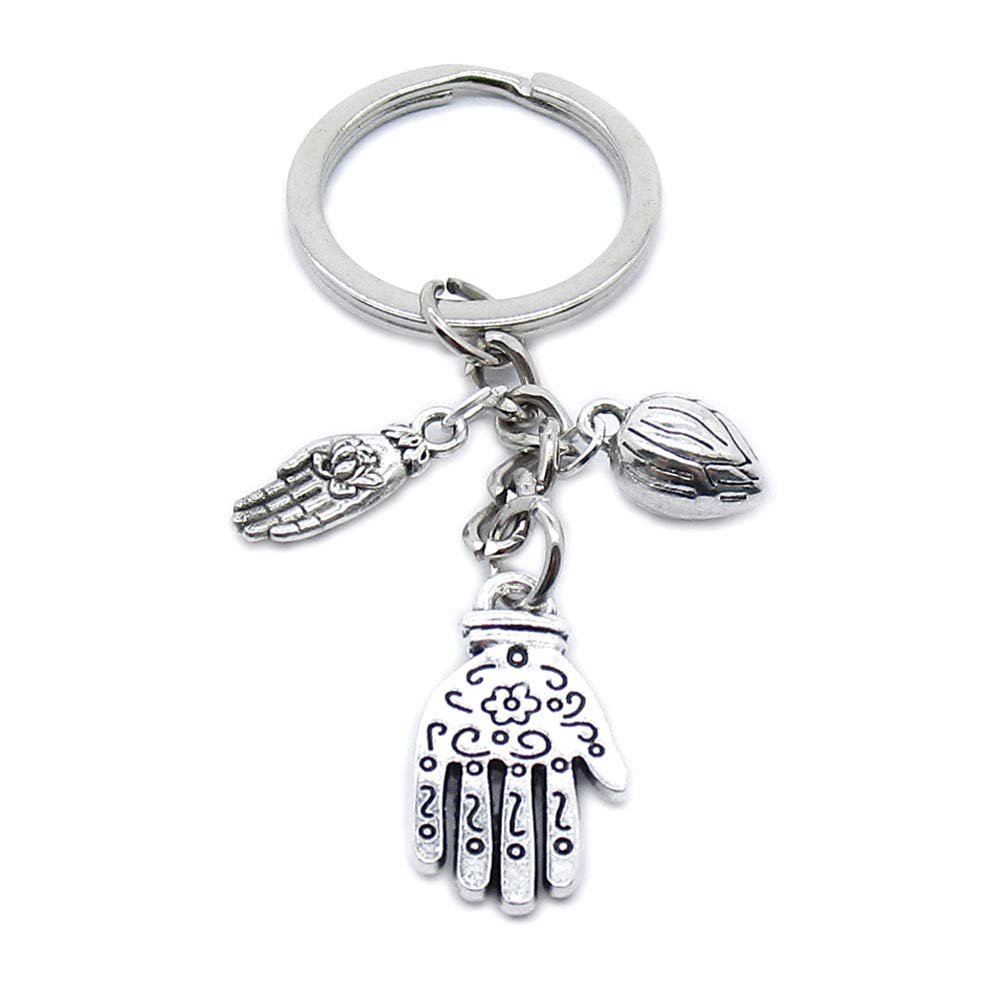 100 Pieces Keychain Keyring Jewellery Clasps Charms Suppliers AI8T3O Fatima Hamsa Hamesh Buddhism Hand Lotus Buddha