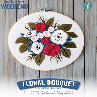 Leisure Arts Embroidery Kit 6" Floral Bouquet- Cross Stitch Kits for Beginners - Embroidery kit for Beginners - Embroidery Kits for Adults - Embroidery Kits for Adults