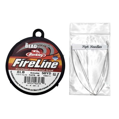 Beadsmith FIRELINE Beading Thread Crystal/Smoke 4LB 6LB 8LB 50 YRD/Spool (Smoke, 8LB 0.17mm) with Fine Beading Needle Bundle Kit for Jewelry Making & Beadwork