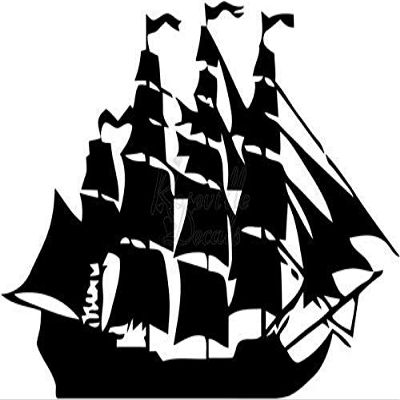 Roseville Decals Pirate Sailing Ship Vinyl Decal Sticker for Home Office Decor Vehicle Window Sign Size- [20 inch] / [50 cm] Wide Color- Gloss White