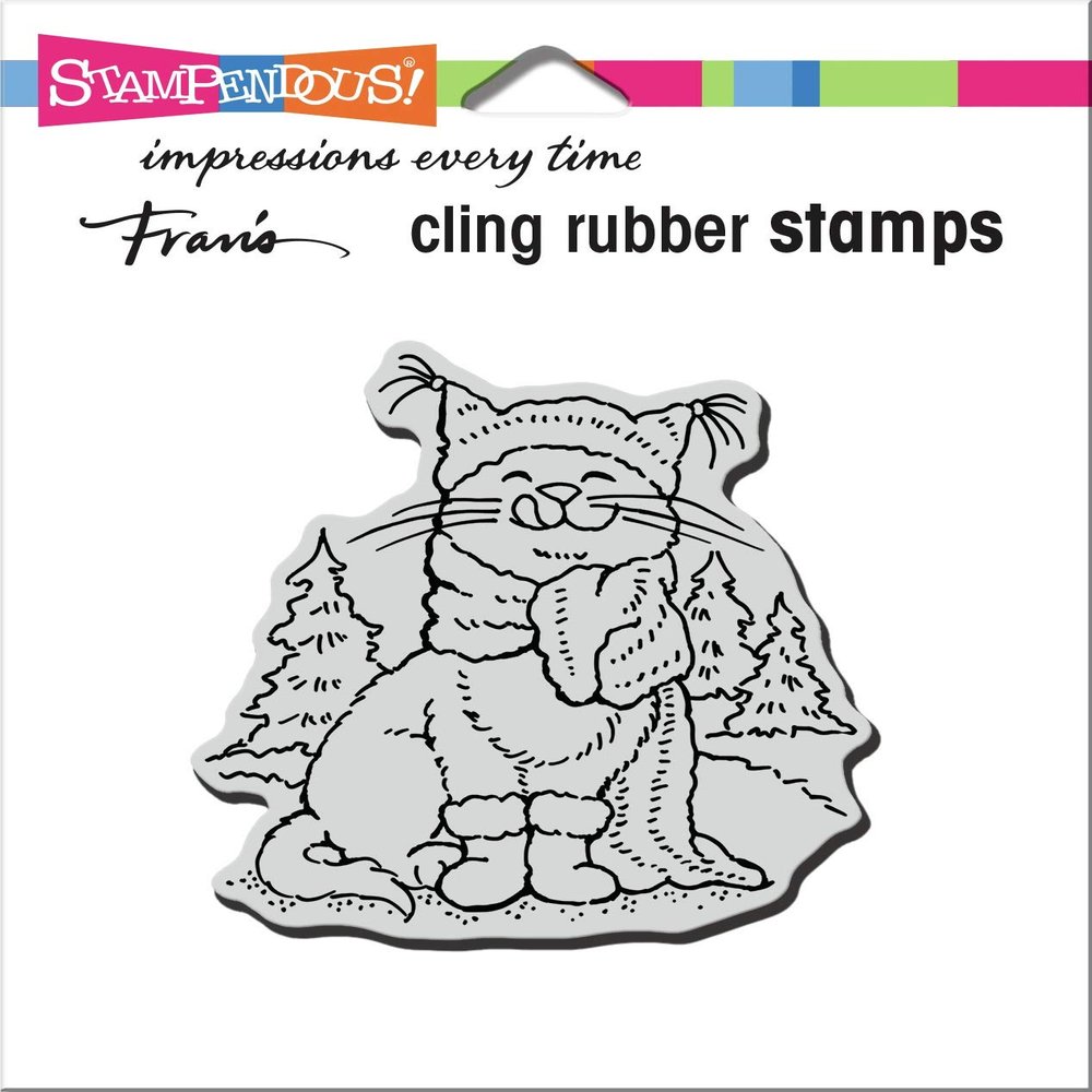STAMPENDOUS Cling Rubber Stamp Scarf KTTY