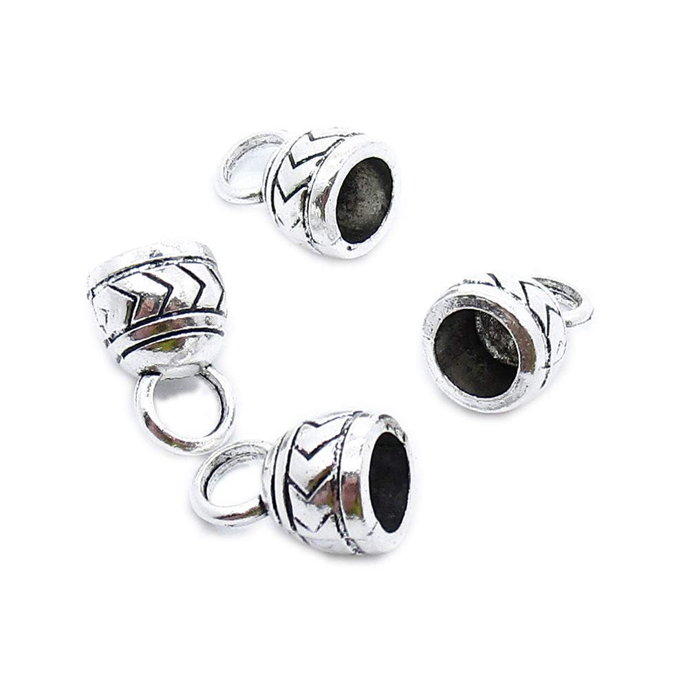290 Pieces Antique Silver Tone Jewelry Charms Suppliers Arts Crafts Making Beading Findings Crafting SO0T6F Tassel Head Leather Cord End Cap