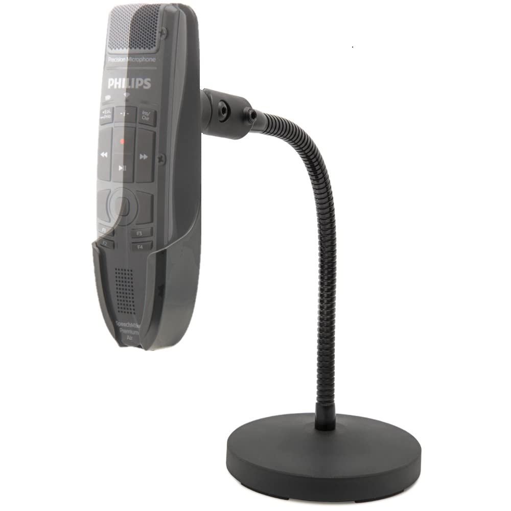 ECS WordFlex Gooseneck Holder Stand Compatible with Nuance PowerMic 4 & Philips SpeechMike Microphones SMP4000, SMP4010, LFH3200, LFH3210, LFH3500, LFH3510, SMP3700, SMP3710, SMP3800 Ease Hand Stress