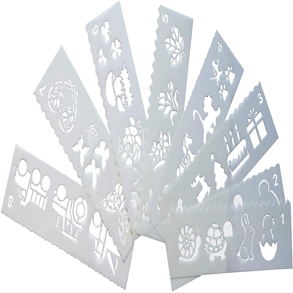 Utoolmart Plastic Lace Ruler 15.7X5.6cm PolyesterDrawing Painting Stencil Templates Set Include Several Patterns 1Pcs