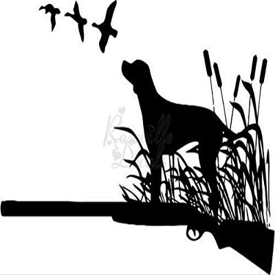 Roseville Decals Duck Hunter Hunting Dog Bird Shotgun Vinyl Decal Sticker for Home Office Decor Vehicle Window Sign Size- [6 inch] / [15 cm] Wide Color- Gloss White