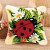 LAPATAIN Latch Hook Kits for DIY Throw Pillow Cover,Needlework Cushion Cover Hand Craft Crochet for Great Family 17X17inch Ladybug(Green LA113) view 1