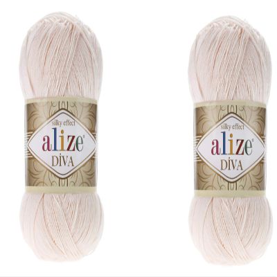 2 skeins Alize Diva Silky Effect 100% Microfiber Acrylic Yarn Thread Crochet Art Lace Craft 200gr 766yds Hand Knitting Yarn (382-Powder)