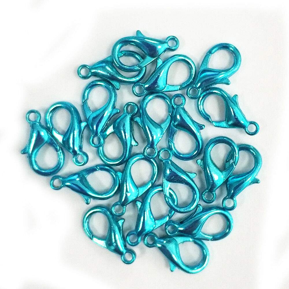 Useful 20/50Pcs Colorful Plated Lobster Claw Clasps Hook Connector Jewelry 14mm - (Number:20Pcs, Color:Blue)