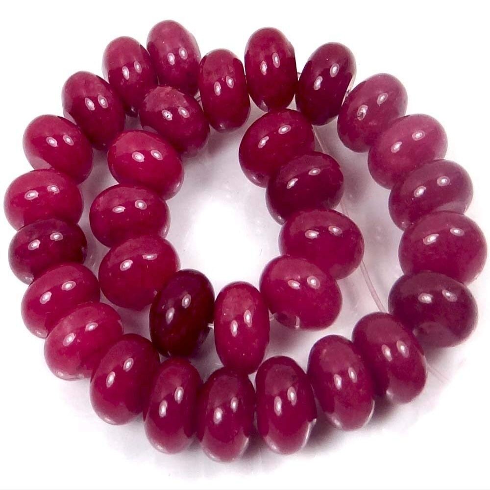 10x6mm Ruby Red Jade Rondelle Beads (30) from D&J