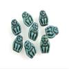 14mm Czech Glass Monkeys Beads - Matte - Turquoise - Brown Inlay (8) from D&J view 3