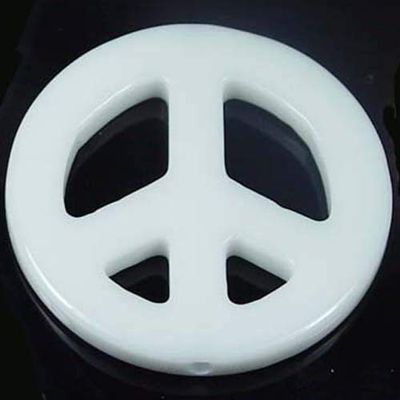 45mm White Agate Peace Sign Filigree Pendant Bead from D&J
