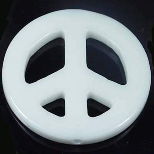 45mm White Agate Peace Sign Filigree Pendant Bead from D&J