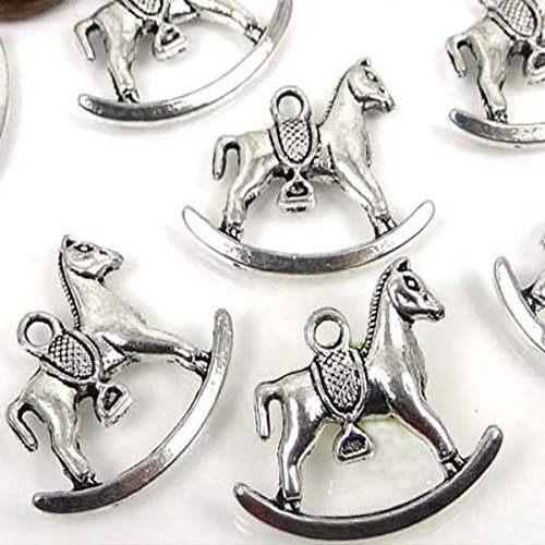 10 Antique Silver Pewter Rocking Horse Charms 20 x22mm from D&J