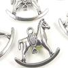 10 Antique Silver Pewter Rocking Horse Charms 20 x22mm from D&J view 3