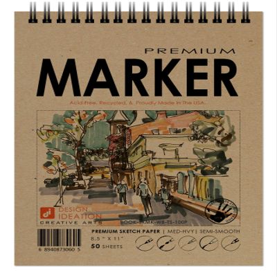 Design Ideation Marker. Wire Bound Sketchbook. Top Spine. Multi-Media. (8.5" x 11") WB-50100-TS.