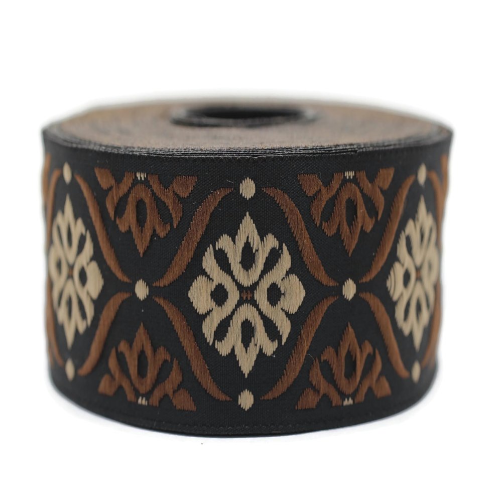 11 Yard Spool 1.37 inches Wide Brown Mediterranean Ribbon Jacquard Ribbon Jacquard Trim Fabric Wide Trims Craft Supplies Vintage Trim 35973