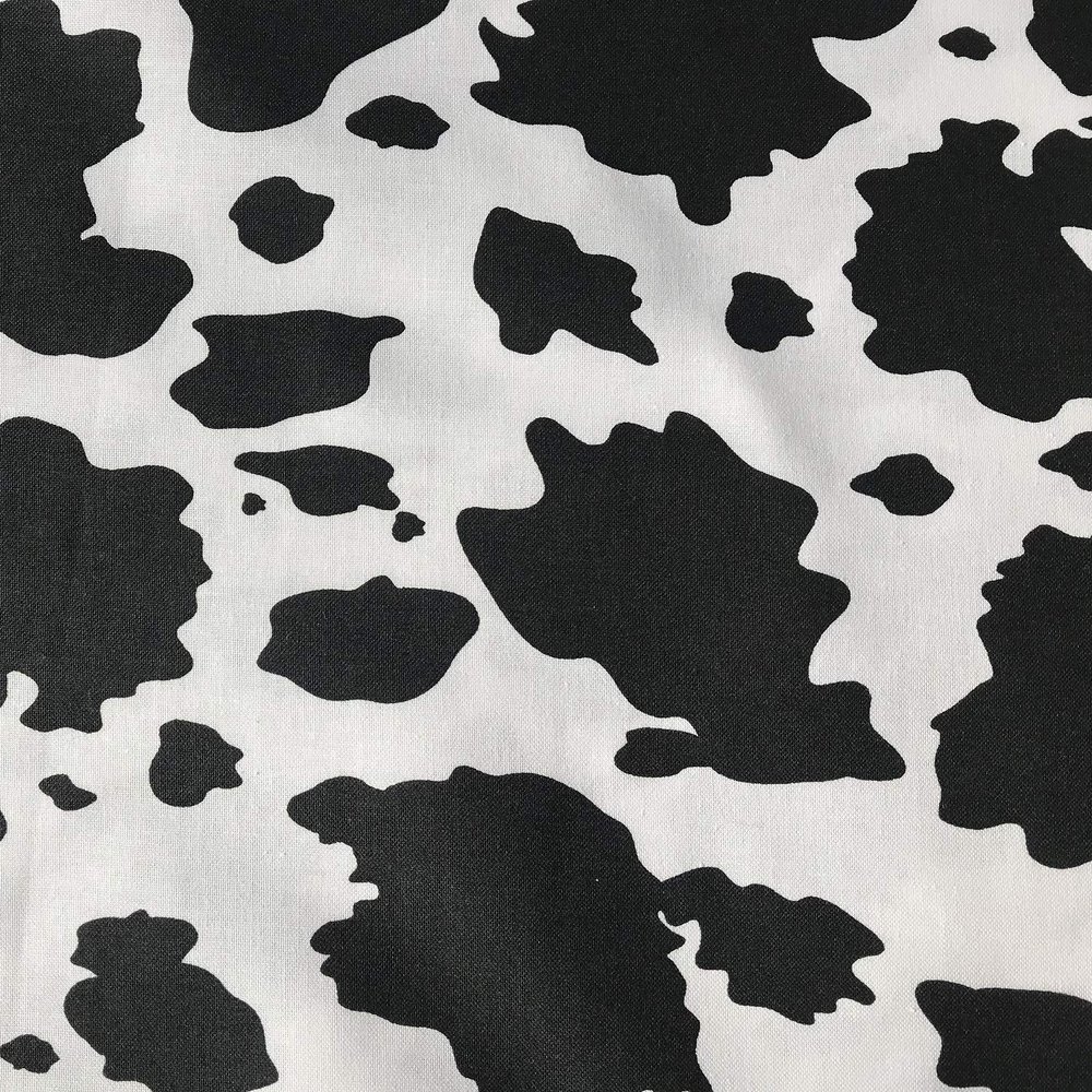 100% Cotton Fabric Sold by The Yard 1 Yard = 36 in. Length (Cow Print Black White)