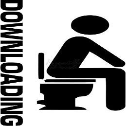 Roseville Decals Funny Downloading Toilet Vinyl Decal Sticker for Home Office Decor Vehicle Window Sign Size- [6 inch] / [15 cm] Tall and Color- Gloss White