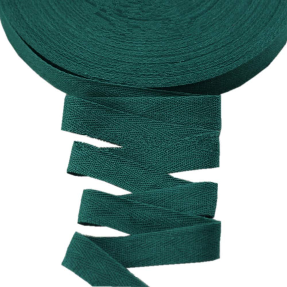 50 Yards Width 3/4inch Cotton Ribbon Herringbone Webbing Trim Fabric Twill Tape Tapestry for Bias Binding Gift Wrapping Wedding Embellishment Sewing Craft (Teal)