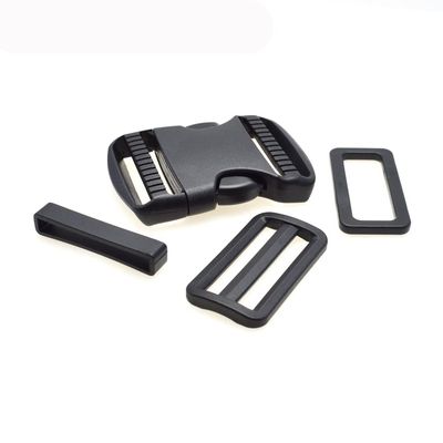 HSDOUBLE 1 set Plastic Slider Adjustable Rectangle Ring Belt Loop Curved Side Release Buckles (For 50mm Webbing)