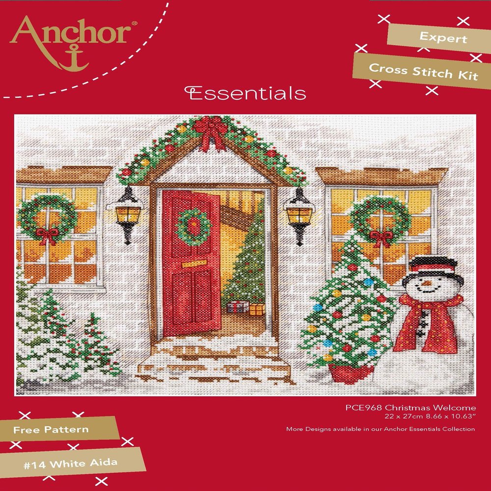 Anchor Counted Cross Stitch kit Christmas Welcome, 22x27cm, DIY