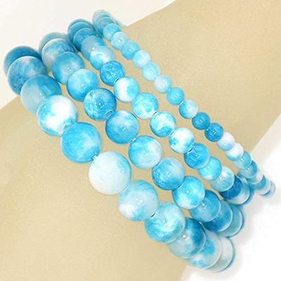 Bracelets Handmade Natural Healing 4mm 6mm 8mm 10mm Gemstone Round Beads Stretch Bracelet - (Colors:59 Rhodochrosite, Size:10mm)
