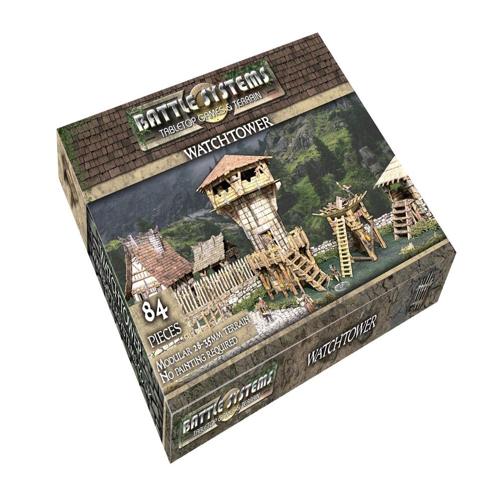 Battle Systems Modular Fantasy Scenery Perfect for Roleplaying and Wargames - Multi Level Tabletop Terrain for 28mm Miniatures Colour Printed Model Diorama DnD Warhammer (Watchtower)