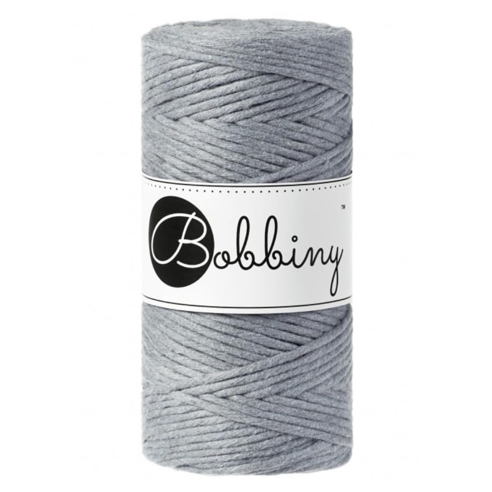 Bobbiny Regular 3mm Single Ply Macrame Cord (Steel) 108yds/330ft (100% Recycled Cotton)