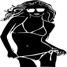 Roseville Decals Sexy Bikini Girl Beach Swimsuit Vinyl Decal Sticker for Home Office Decor Vehicle Window Sign Size- [12 inch] / [30 cm] Tall and Color- Gloss White
